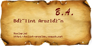 Bálint Arszlán névjegykártya